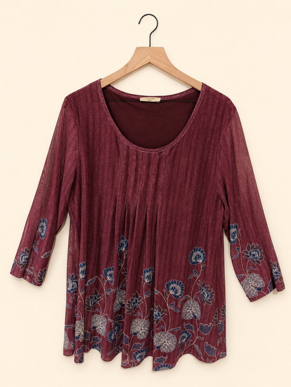 Women's Fall Floral Top With 3/4 Sleeves